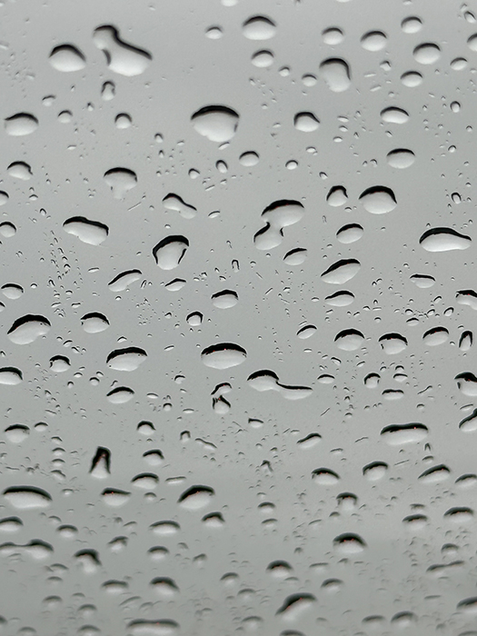 Raindrops on my front windshield